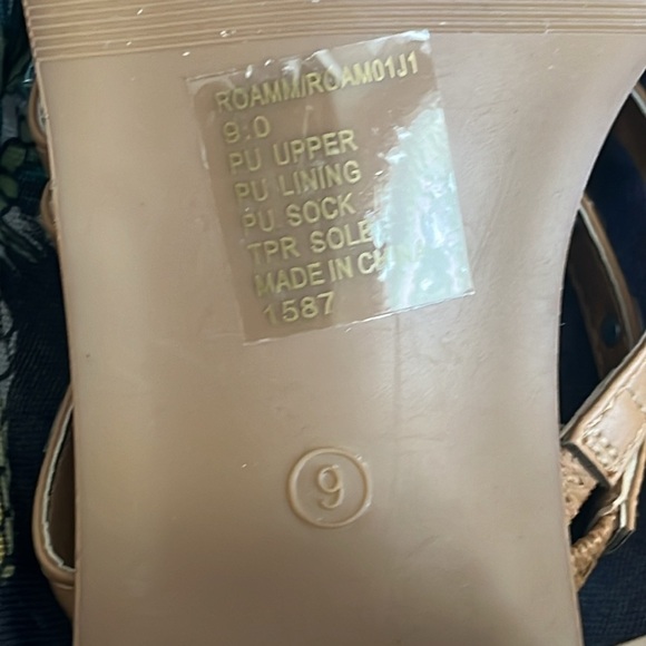 Brand New Madden Girl Roamm Block Heeled Dress Sandals Tan w/ Silver Tone Studs - Picture 7 of 14